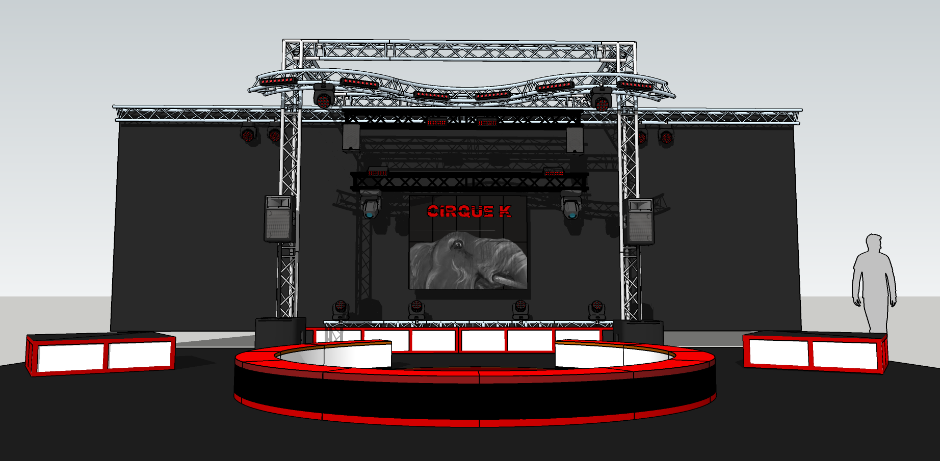 Location dcors de cirque ; Location scne et scnographie